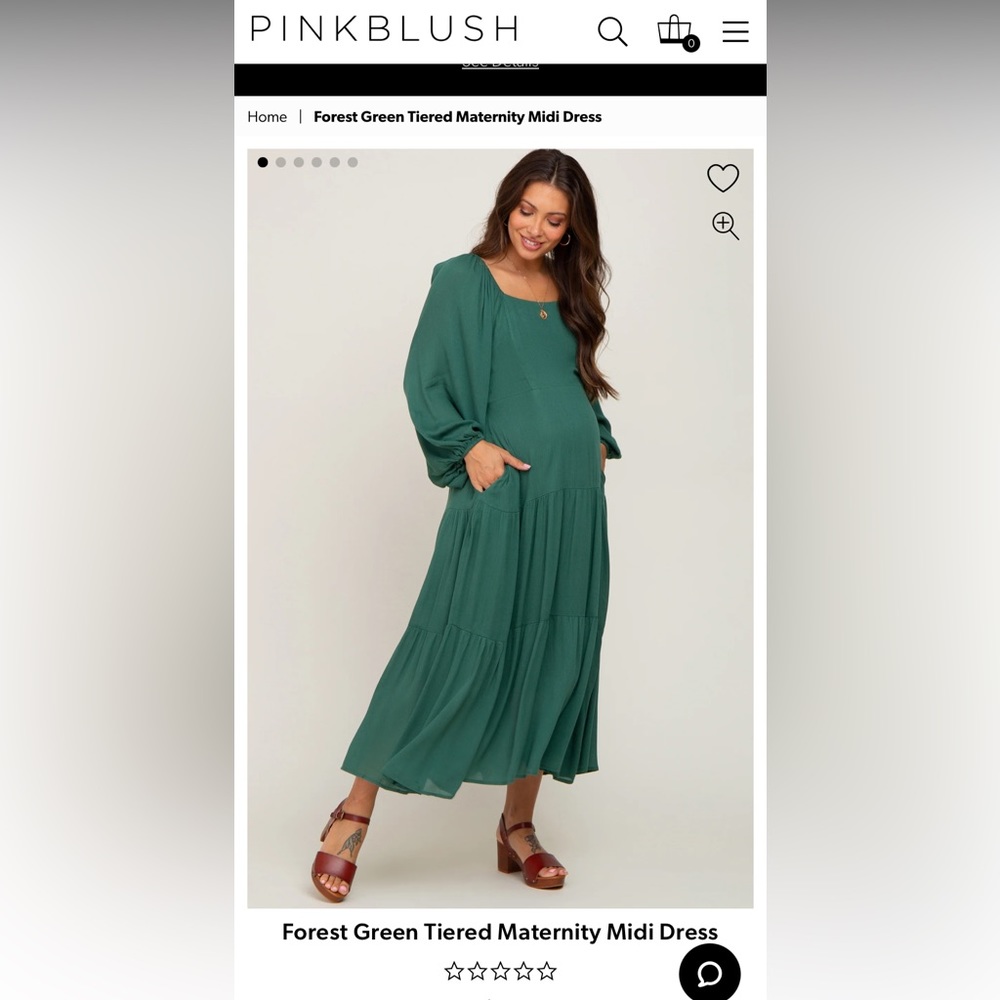 PinkBlush Forest Green Tiered Maternity Maxi Dress